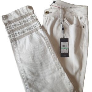 Tommy Hilfiger White Greenwich Midrise Straight Jeans with Rhinestones Size 8